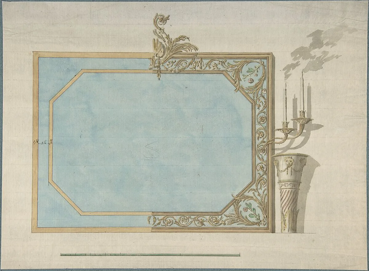 Design for a Oblong Mirror with Sconces — John Yenn