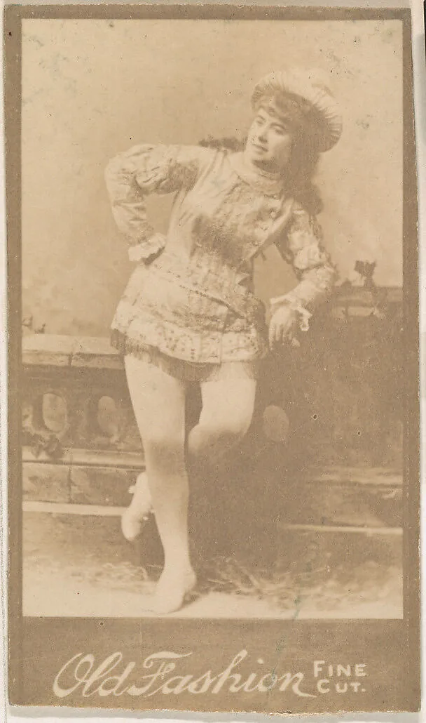 Actress leaning on ballustrade, from the Actresses series (N664) promoting Old Fashion Fine Cut Tobacco — Unknown