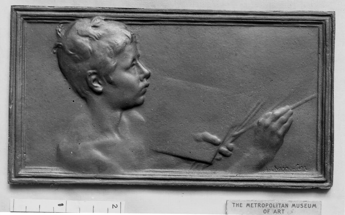 Nude bust of a boy painting (La Peinture) (one of a pair of designs for lock-plates) — Alexandre-Louis-Marie Charpentier