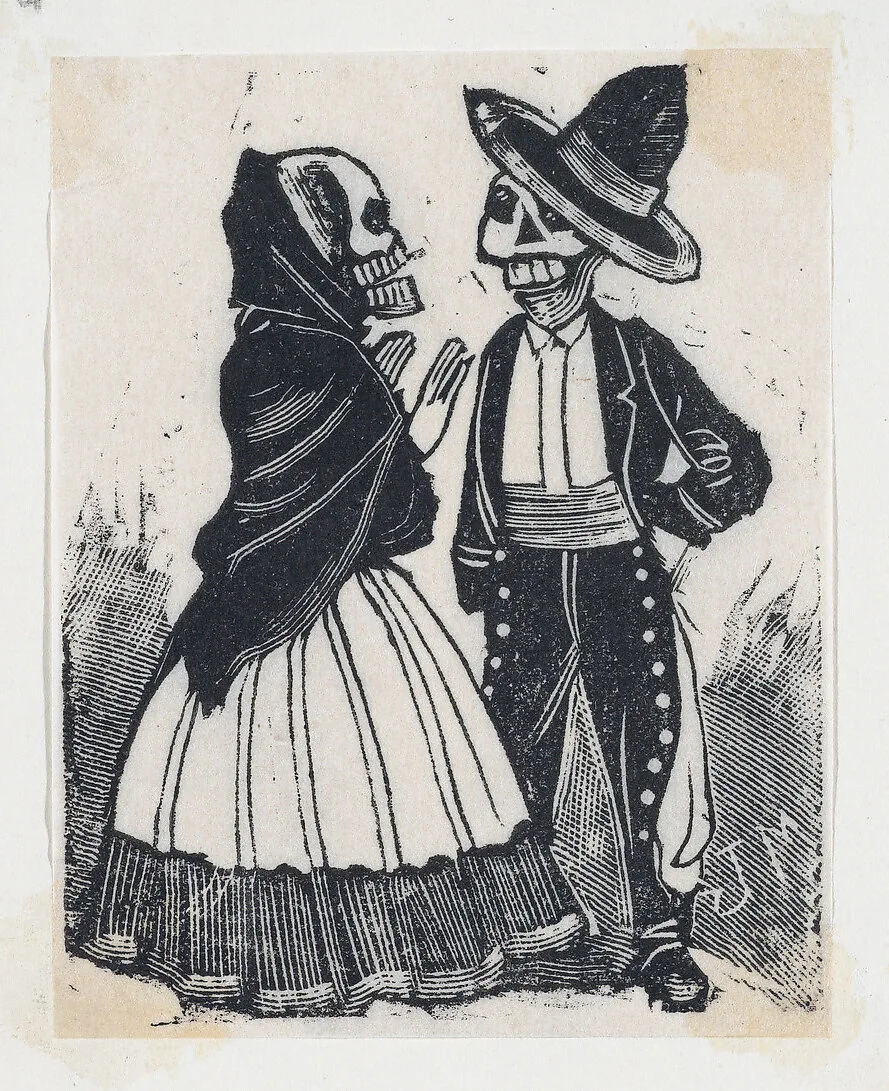 A male and female skeleton talking (vignette for the feast of the dead) — José Guadalupe Posada