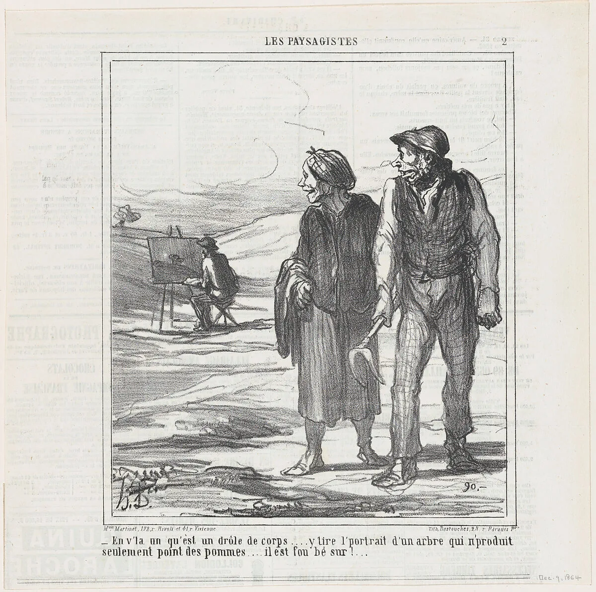 There's a strange one..., from 'The landscape painters,' published in Le Charivari, December 9, 1864 — Aaron Martinet|Honoré Daumier|Destouches