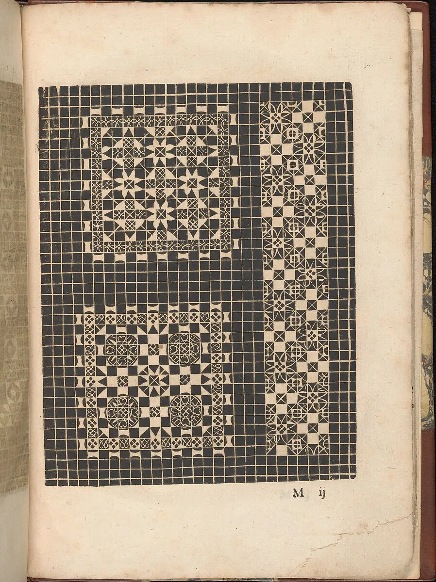 Les Secondes Oeuvres, et Subtiles Inventions De Lingerie du Seigneur Federic de Vinciolo Venitien, page 46 (recto) — Federico de Vinciolo|Jean Le Clerc|Catherine de Bourbon