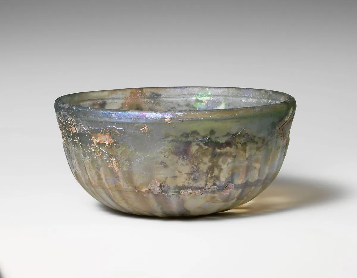 Glass ribbed bowl — Unknown