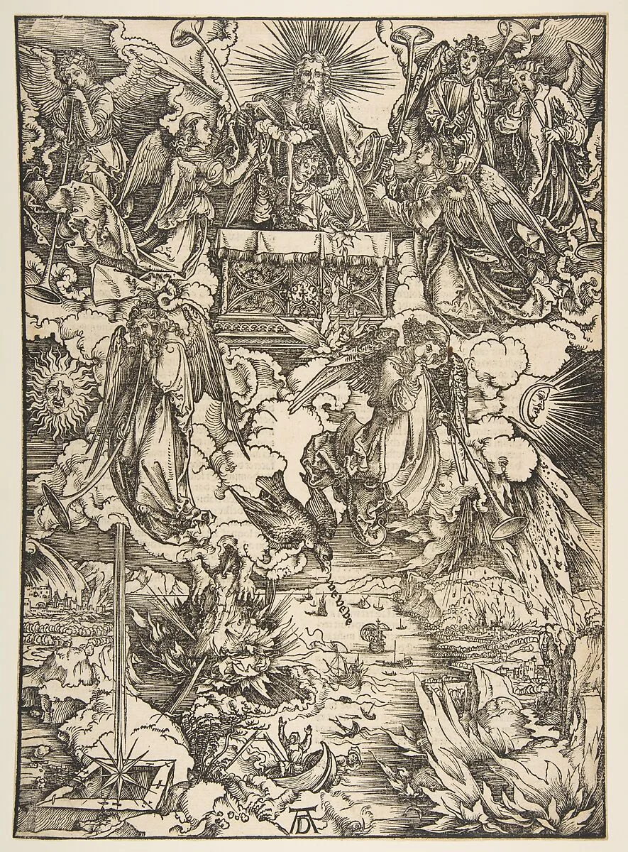 The Seven Angels with the Trumpets, from "The Apocalypse", Latin Edition — Albrecht Dürer