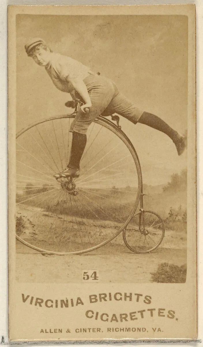 Card 54, from the Girl Cyclists series (N49) for Virginia Brights Cigarettes — Allen & Ginter