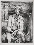 Seated Man with Suitcase — Lawrence Arthur Jones