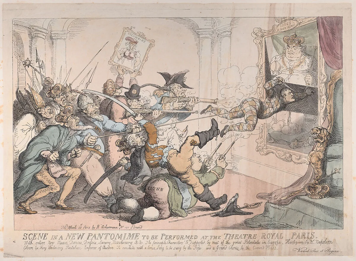 Scene in a New Pantomime to be Performed at the Theatre Royal Paris — Napoléon Bonaparte|Rudolph Ackermann, London|Thomas Rowlandson