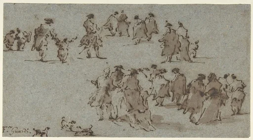 Studies for Groups of Walking Dressed Figures