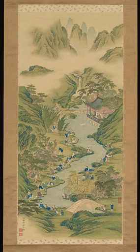 蘭亭曲水図 (Rantei kyokusui zu)|Lanting Pavilion by a Winding Stream