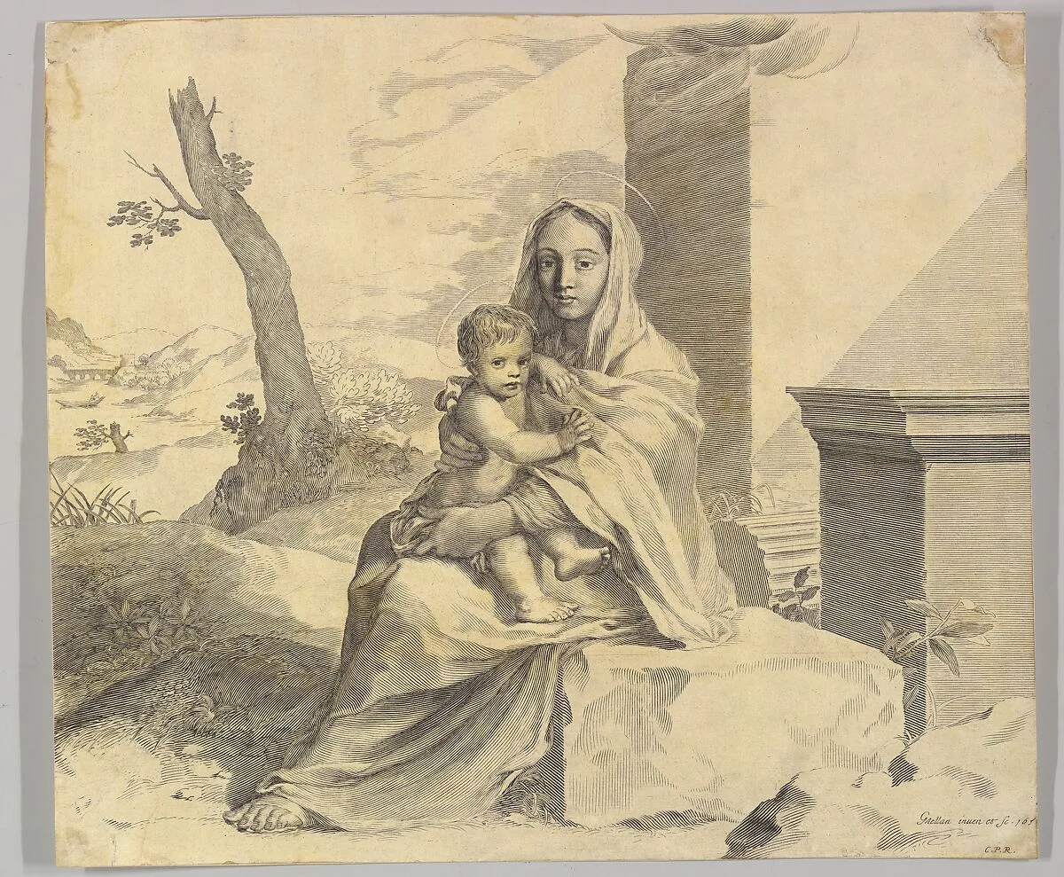 Virgin and Child Seated on a Rock (Vierge à l'Enfant dans des ruines) — Claude Mellan