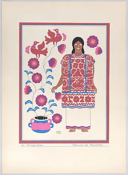 Plate 16: a Mazatec woman from the state of Oaxaca, from 'Trajes regionales mexicanos' (regional Mexican dress) — Carlos Mérida|Editorial Atlante