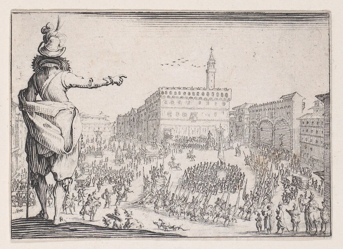 Une Fête sur la Place de la Signoria a Florence (A Festival on the Piazza della Signoria in Florence), from Les Caprices Series A, The Florence Set — Jacques Callot|Lorenzo de' Medici