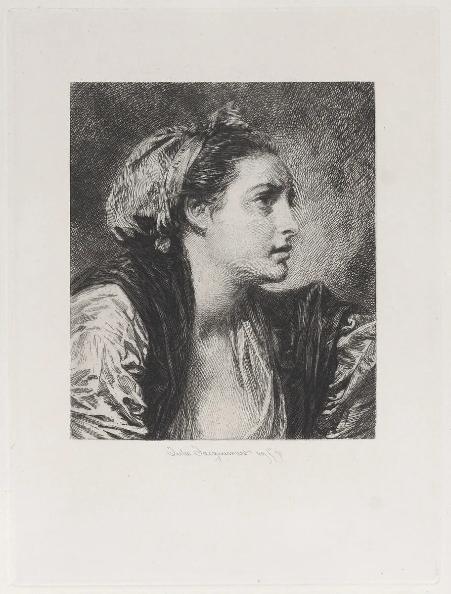 Head of a Woman, after Greuze — Jean-Baptiste Greuze|P. & D. Colnaghi & Co.|Jules-Ferdinand Jacquemart