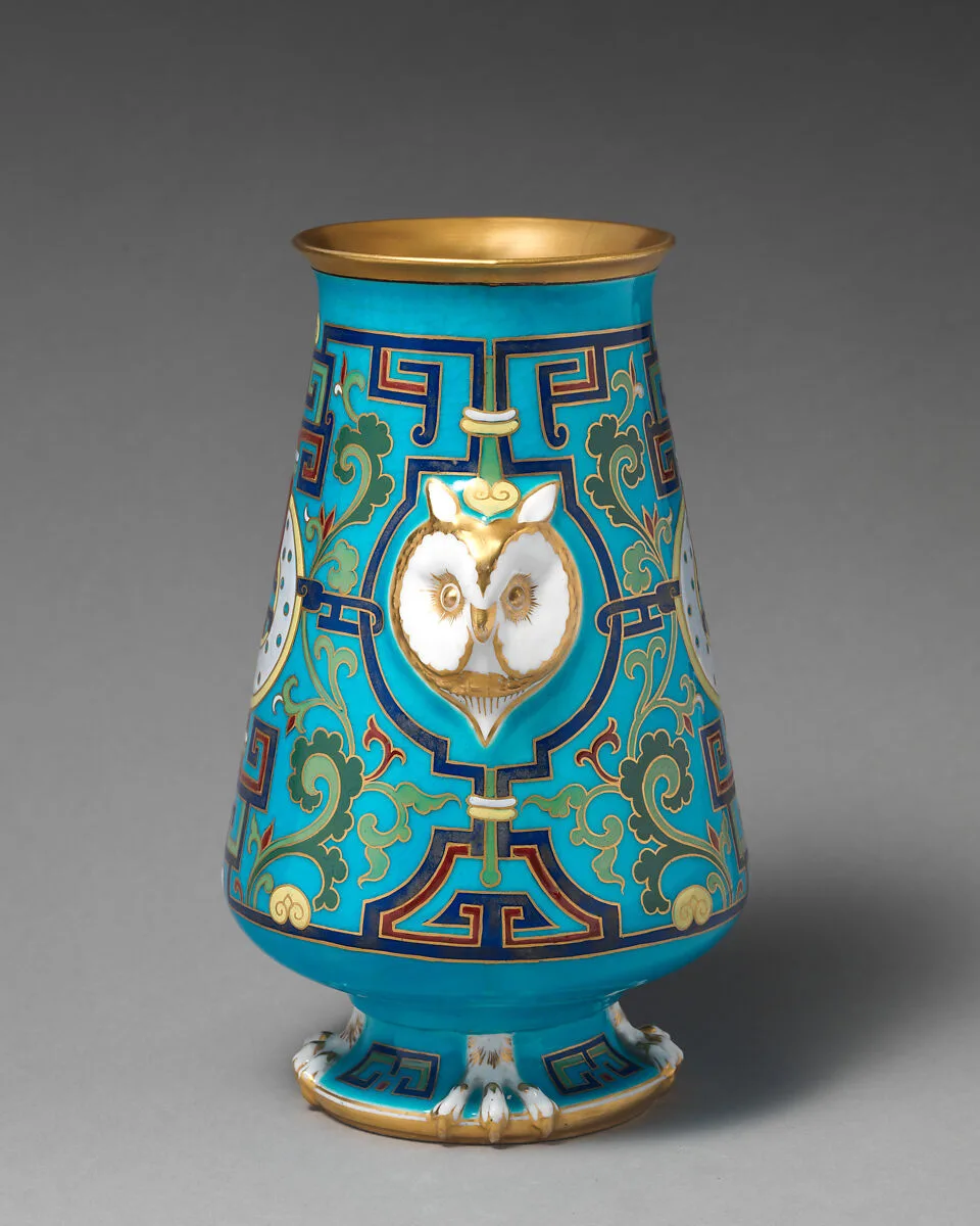 Vase with owl heads and "cloisonné" decoration — Minton(s)