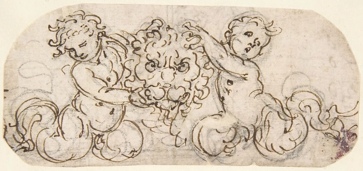 Design for a Lion's Head flanked by Satyrs — Giovanni Battista Foggini