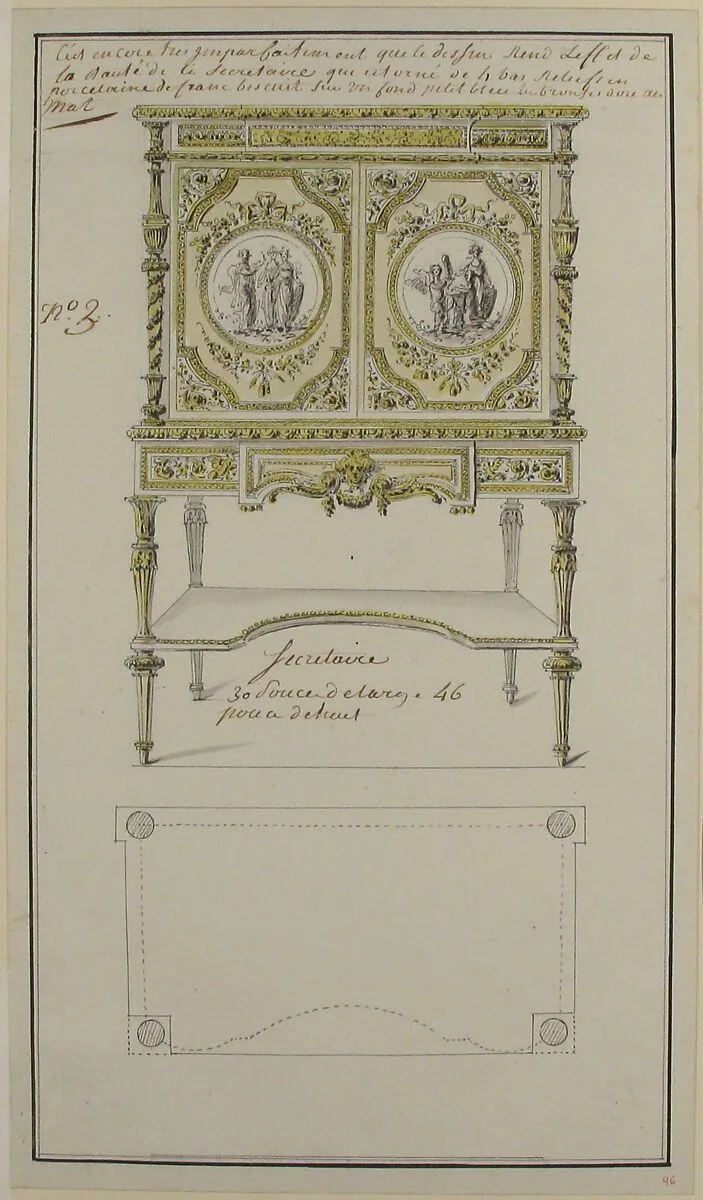 Design for a Secretary — Anonymous, French, 18th century
