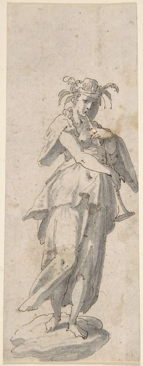 Female Figure with Horn — Anonymous, Italian, 17th century