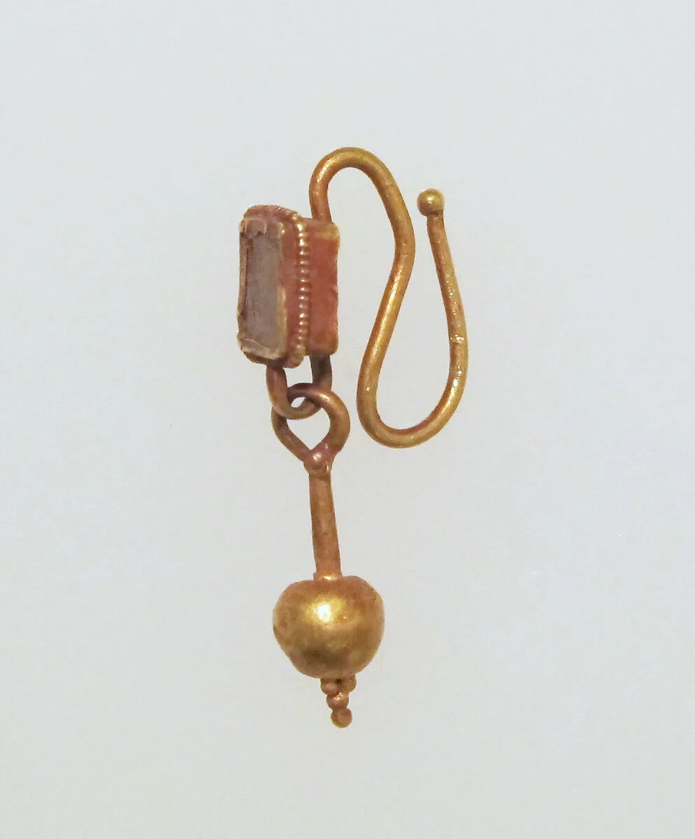 Earring-hook type with ball pendant and paste setting — Unknown