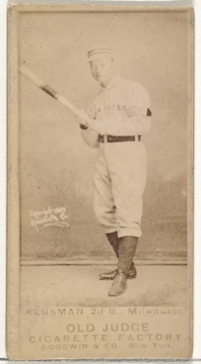 William F. "Billy" Klusman, 2nd Base, Milwaukee, from the Old Judge series (N172) for Old Judge Cigarettes