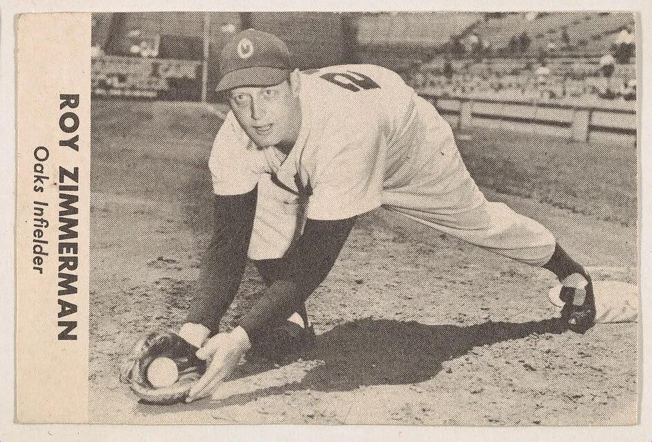 Roy Zimmerman, Oaks Infielder, from the Oakland Baseball Players (Oaks) series (D317), issued by Sunbeam Bread and Remar Bread — Remar Baking Company|Sunbeam Bread