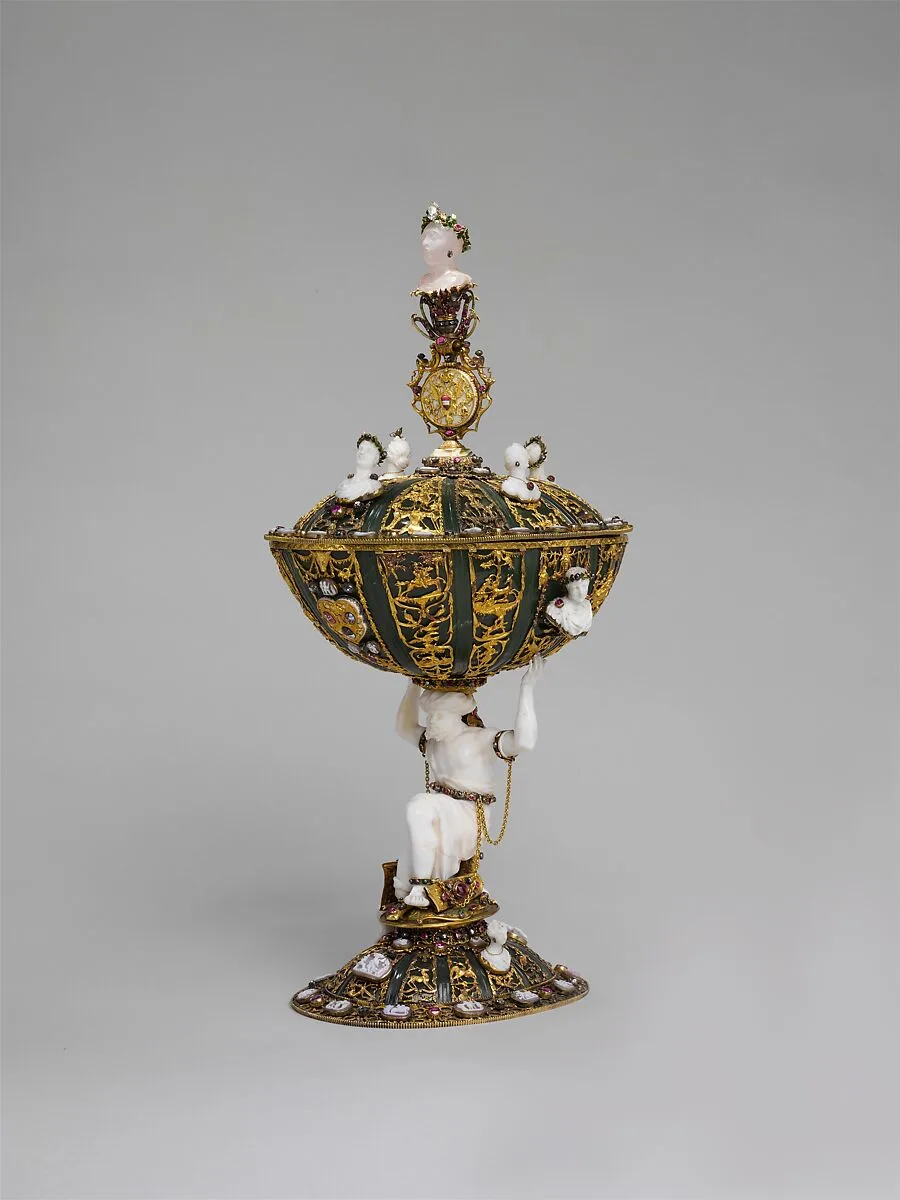 Standing Cup and Cover Supported by an Enchained Turk — Unknown