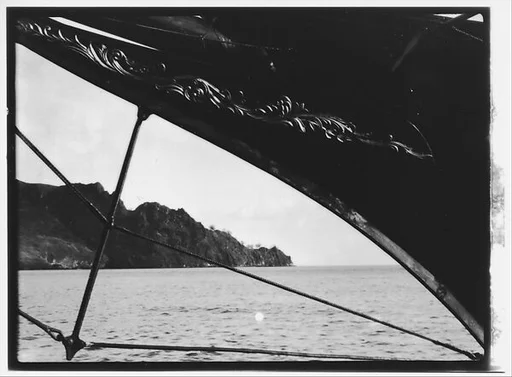 [South Seas: Ship's Prow and Shoreline (Cressida?)]