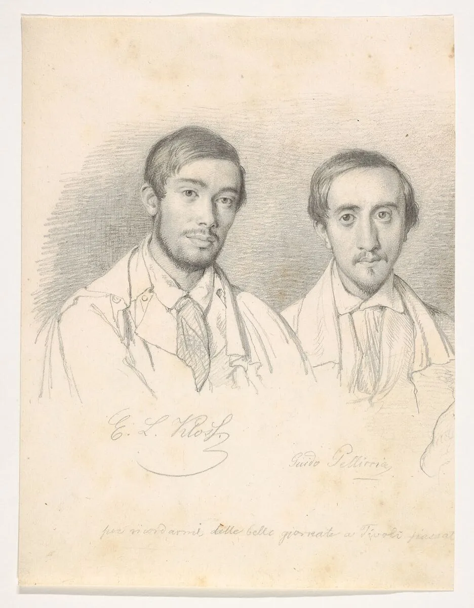 Double Portrait of the Artists E.F. Kloss and G. Pellicia — Wilhelm Marstrand