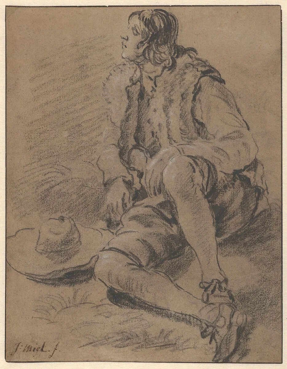 A Young Man Seated on the Ground — Jan Miel