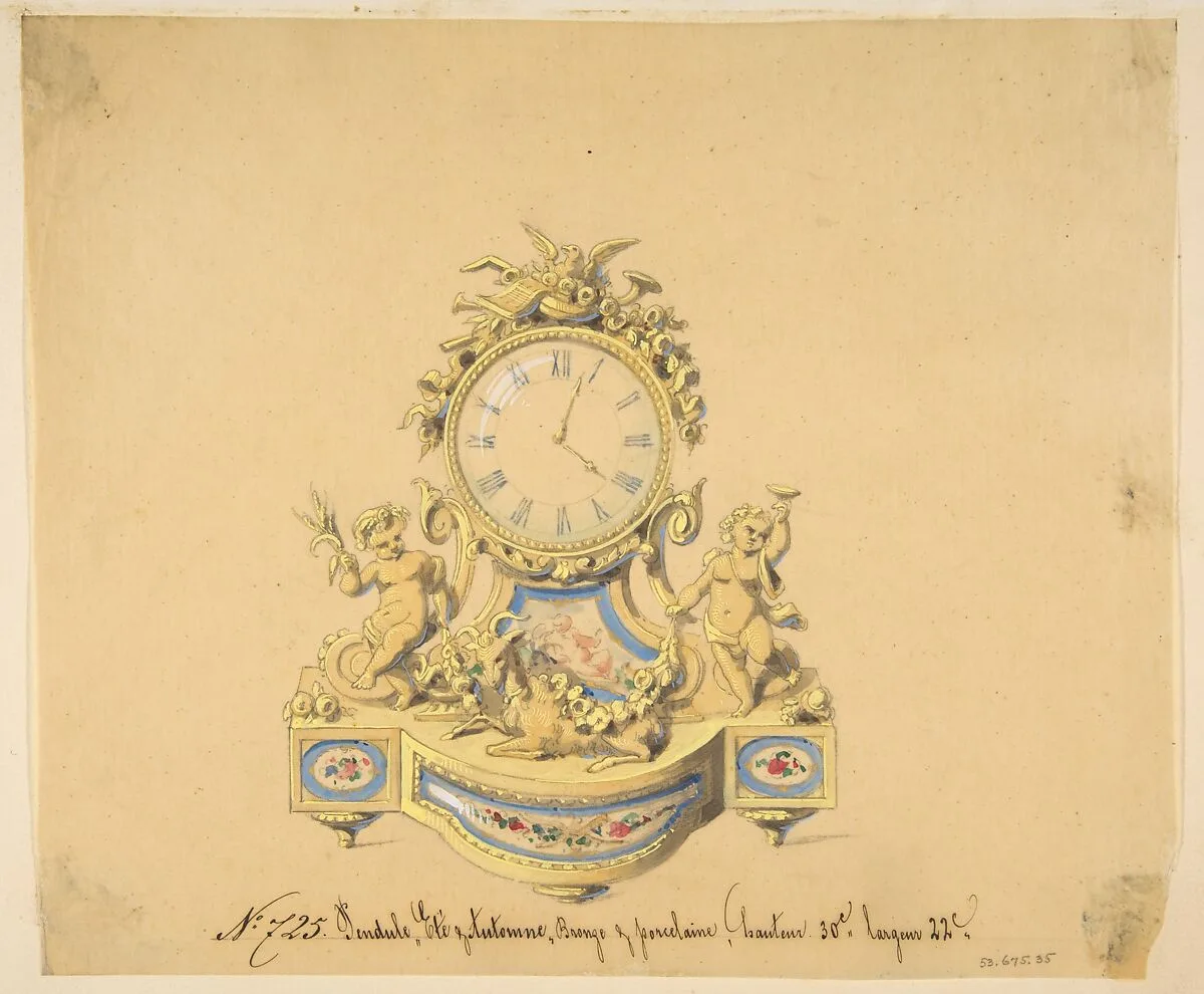 Design for a Clock: Summer and Autumn — Anonymous, French, 19th century