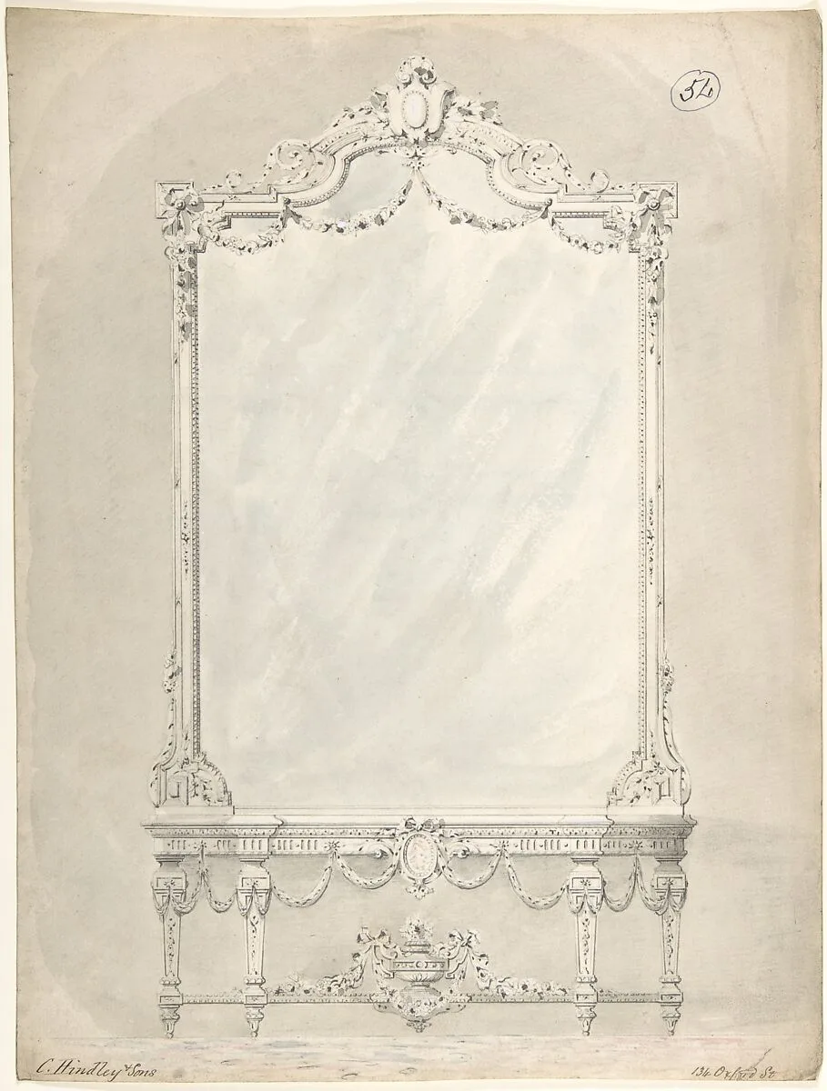 Design for a Side Table and Mirror — Charles Hindley and Sons