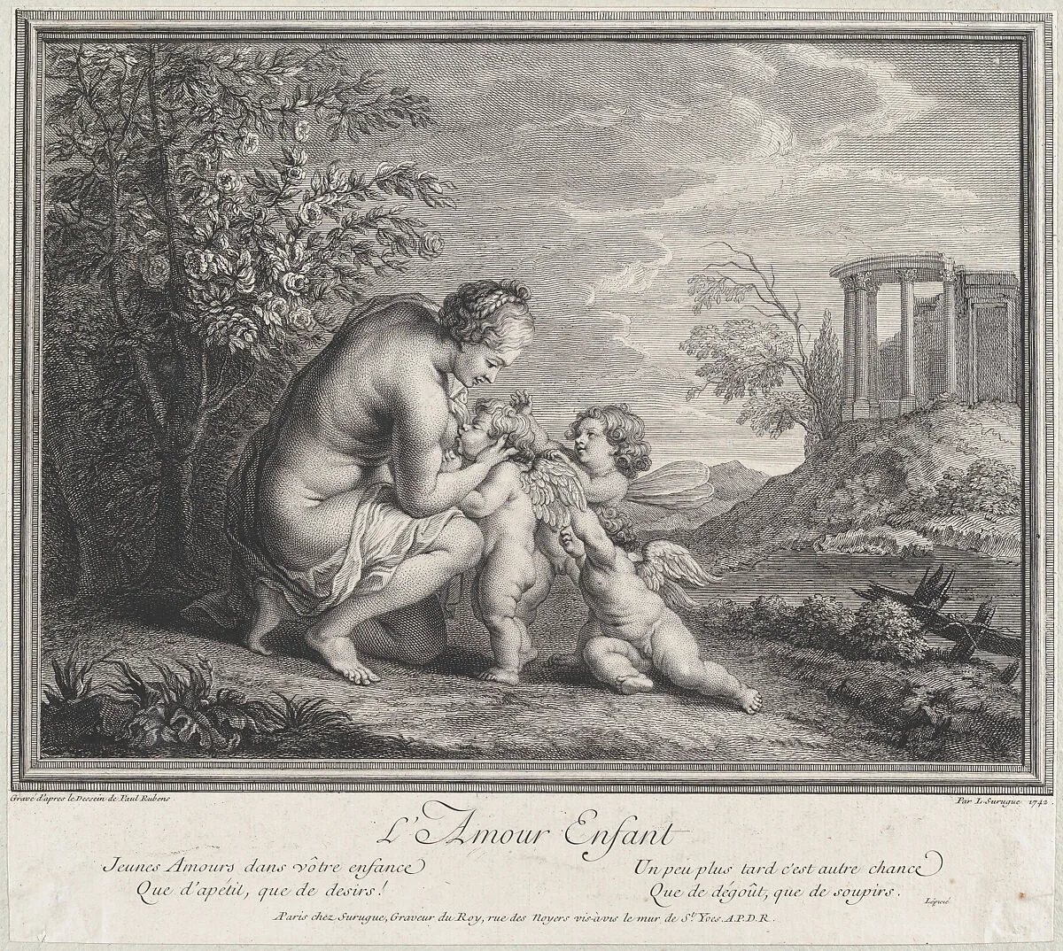 Venus nursing three Cupids in a landscape — Peter Paul Rubens|Louis Surugue