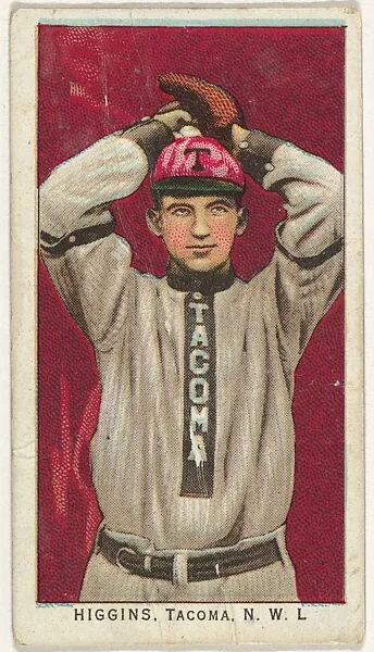 Higgins, Tacoma, Northwestern League, from the "Obak Baseball Players" set (T212), issued by the American Tobacco Company to promote Obak Mouthpiece Cigarettes — American Tobacco Company