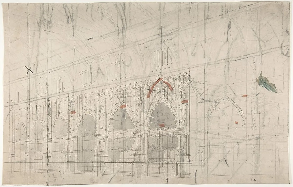 Design for a Stage Set at the Opéra, Paris: Church Interior — Eugène Cicéri