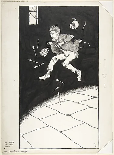 "He Made for the Door" (for "The Chocolate Ghost" in "Topsy-Turvy Tales")