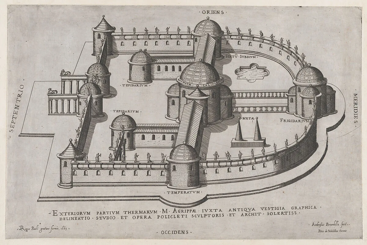 Speculum Romanae Magnificentiae: Baths of Agrippa — Giovanni Ambrogio Brambilla|Pietro de' Nobili|Paolo Graziani