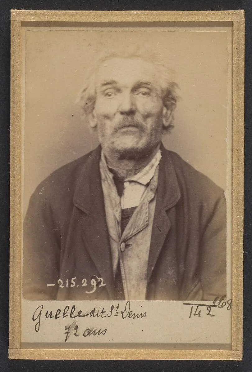 Guelle (ou Gueulle, dit St Denis). 72 ans, né à Beauvais (Oise). Matelassier. Anarchiste. 7/3/94. — Alphonse Bertillon