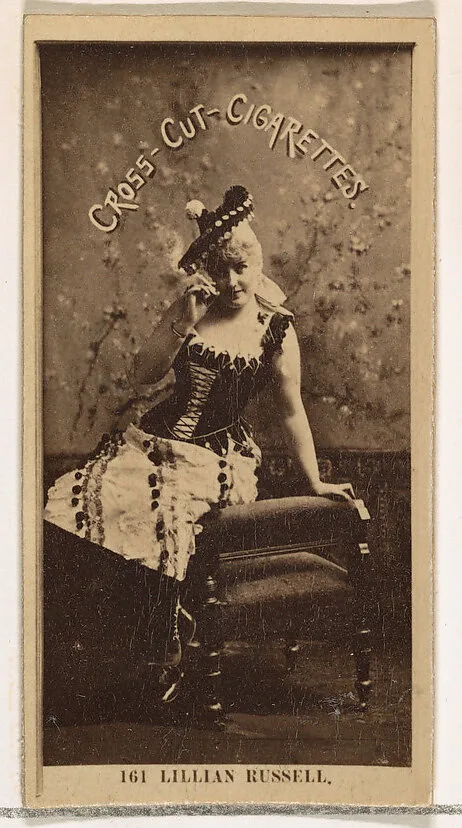 Card Number 161, Lillian Russell, from the Actors and Actresses series (N145-2) issued by Duke Sons & Co. to promote Cross Cut Cigarettes — W. Duke, Sons & Co.