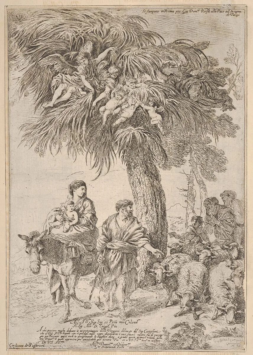 The Holy Family on their flight into Egypt — Giovanni Benedetto Castiglione (Il Grechetto)|Giovanni Domenico de Rossi