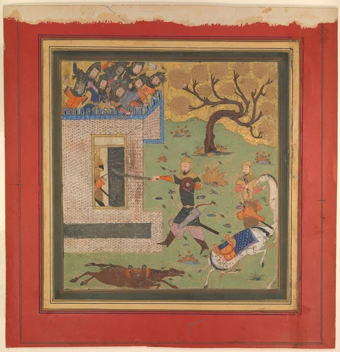"Bizhan Forces Farud to Retreat into his Fort", Folio from a Shahnama (Book of Kings)