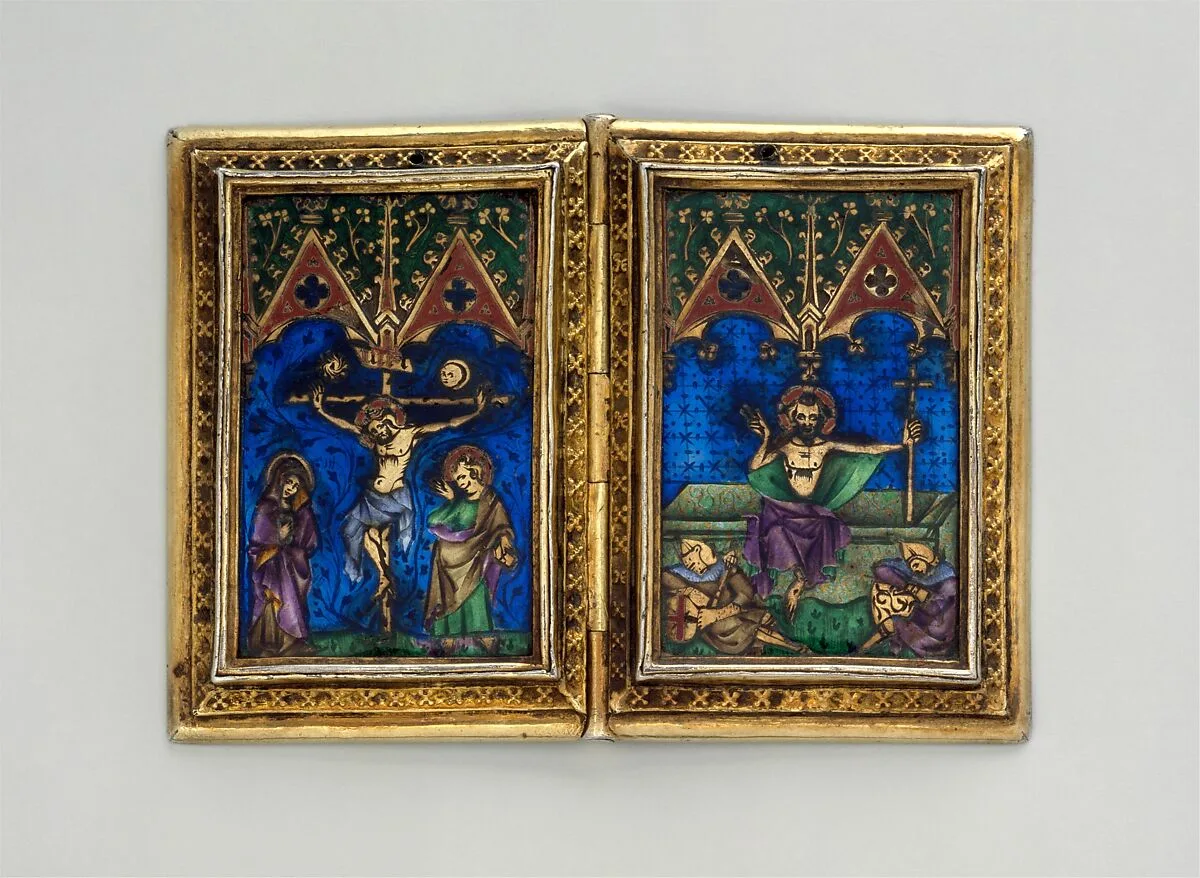 Diptych with Scenes of the Annunciation, Nativity, Crucifixion, and Resurrection — Unknown