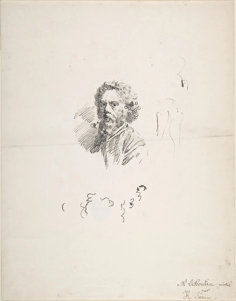 Portrait of Marcellin Desboutin (recto); sketch of head (verso) — Henri Somm|Marcellin Desboutin