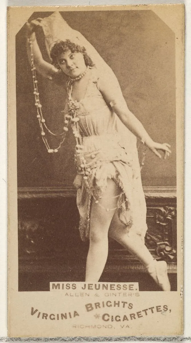 Miss Jeunesse, from the Actors and Actresses series (N45, Type 1) for Virginia Brights Cigarettes — Allen & Ginter