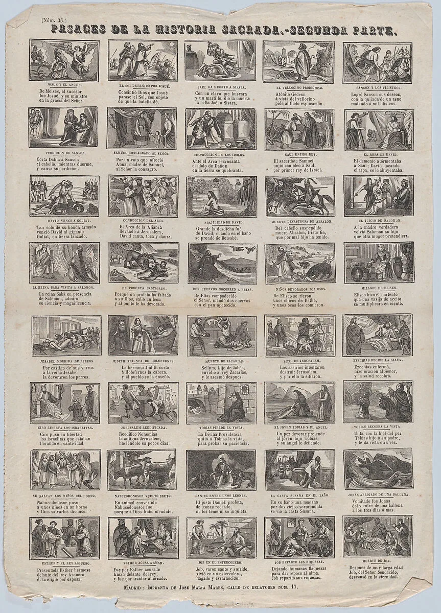 Broadside with 48 scenes illustrating passages of holy scripture (Part II) — José María Marés