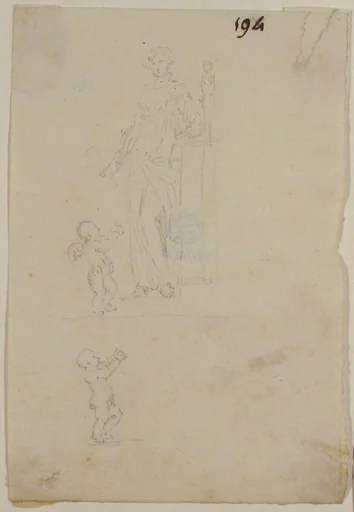 Standing Female Figure with Cupid; Figure of Cupid