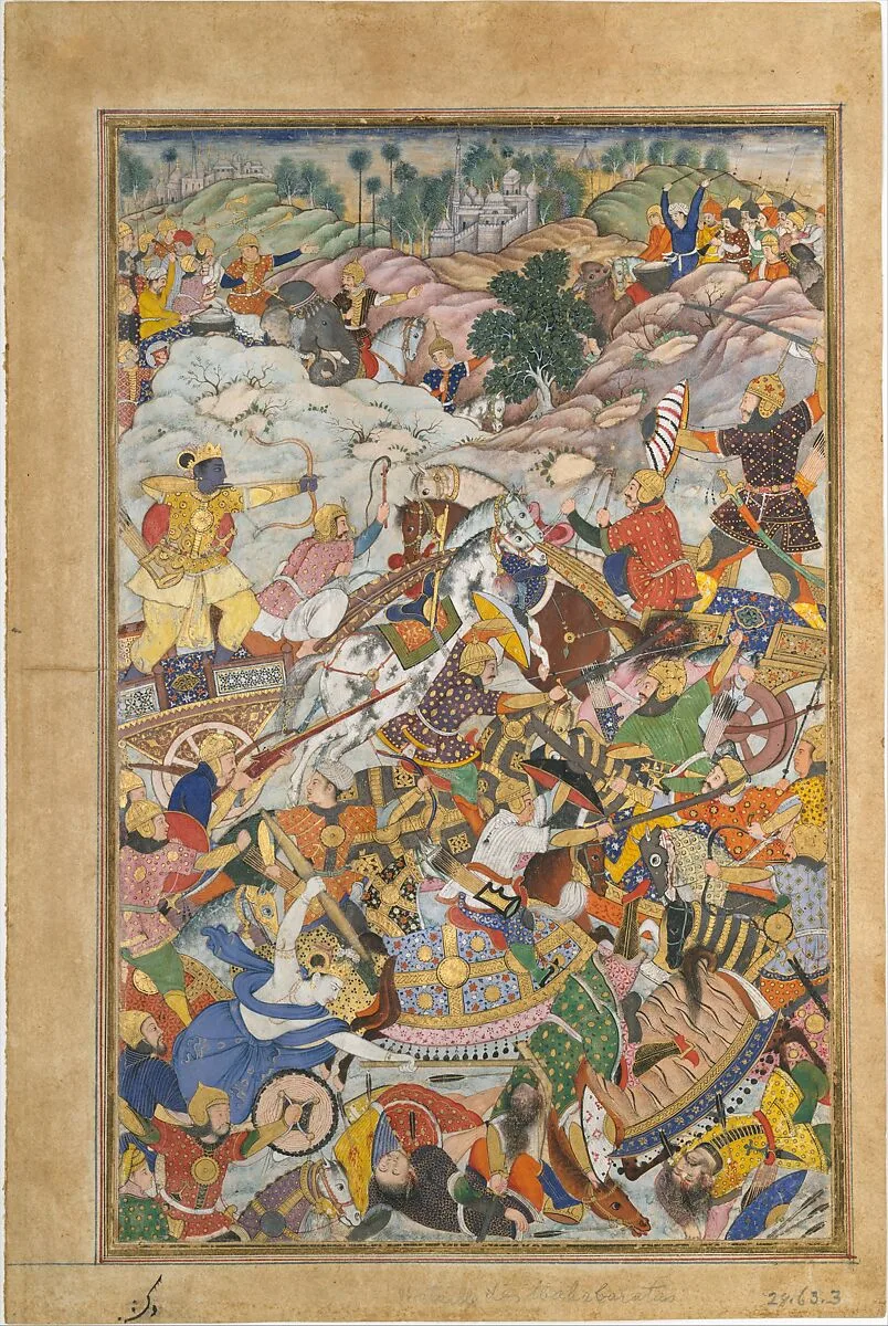 "Krishna and Balarma Fighting the Enemy", Folio from a Harivamsa (The Legend of Hari (Krishna)) — Unknown