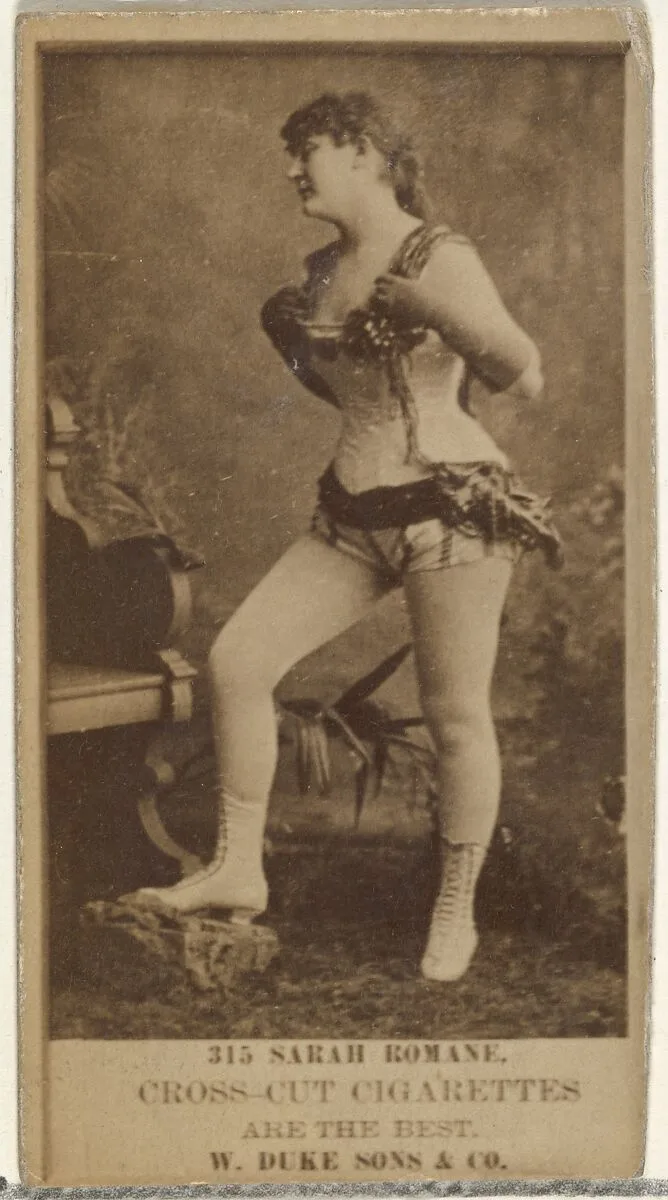 Card Number 315, Sarah Romane, from the Actors and Actresses series (N145-3) issued by Duke Sons & Co. to promote Cross Cut Cigarettes — W. Duke, Sons & Co.
