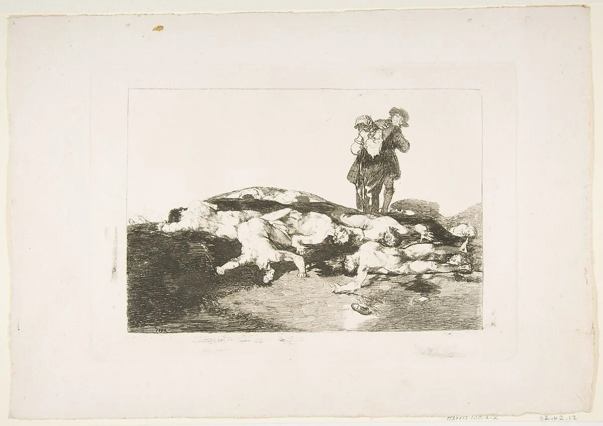 Plate18 from "The Disasters of War" (Los Desastres de la Guerra): 'Bury them and keep quiet' (Enterrar y callar) — Goya (Francisco de Goya y Lucientes)