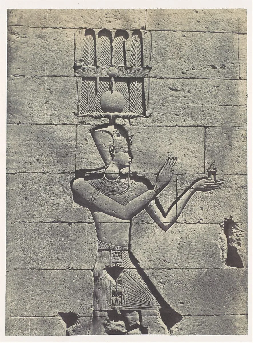 Nubie. Kalabscheh. Sculptures de la Facade postérieure du Temple — Maxime Du Camp|Imprimerie photographique de Blanquart-Évrard, à Lille