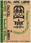 Poster advertising a festival (28 June) led by the School of Dance (Escuela de Plastica Dinamica) in the open air theatre 'Alvaro Obregón', Mexico City, sponsored by the Department of Fine Arts and the Secretariat of Public Education; image of two indigenous dancers — Gabriel Fernández Ledesma