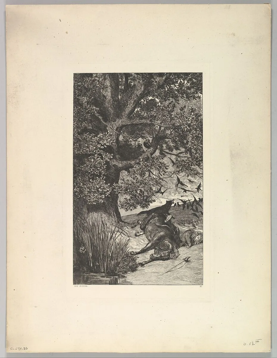 Gefallener Reiter, from the series Intermezzi — Max Klinger